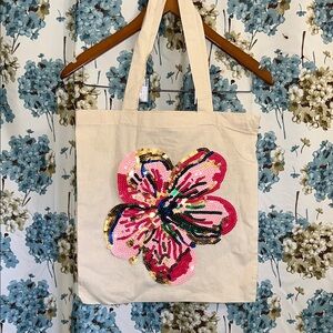 Floral Sequin Tote Bag